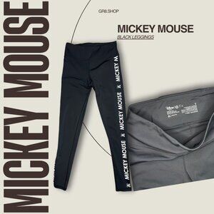 Disney Mickey Mouse Black Leggings With Side Logo Print Womens Activewear S